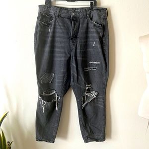 OLD NAVY 18 extra high rise faded black distressed og straight jeans